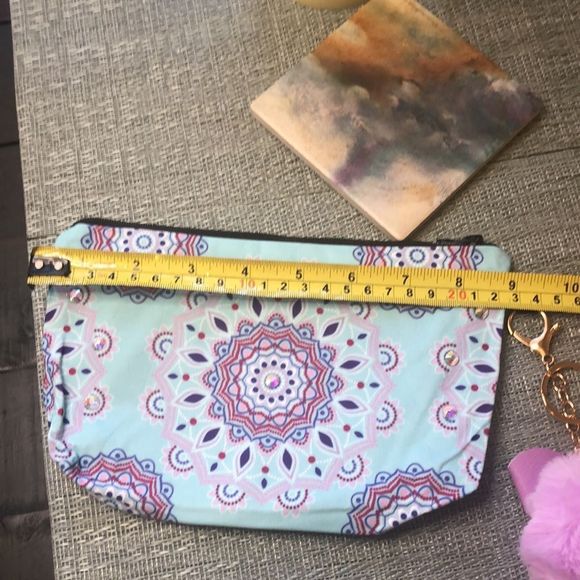 #84a NWOT Swarovski Crystal Bag & Lavender Pom Pom Keychain 👛☯️ *one of a kind* - Picture 14 of 17